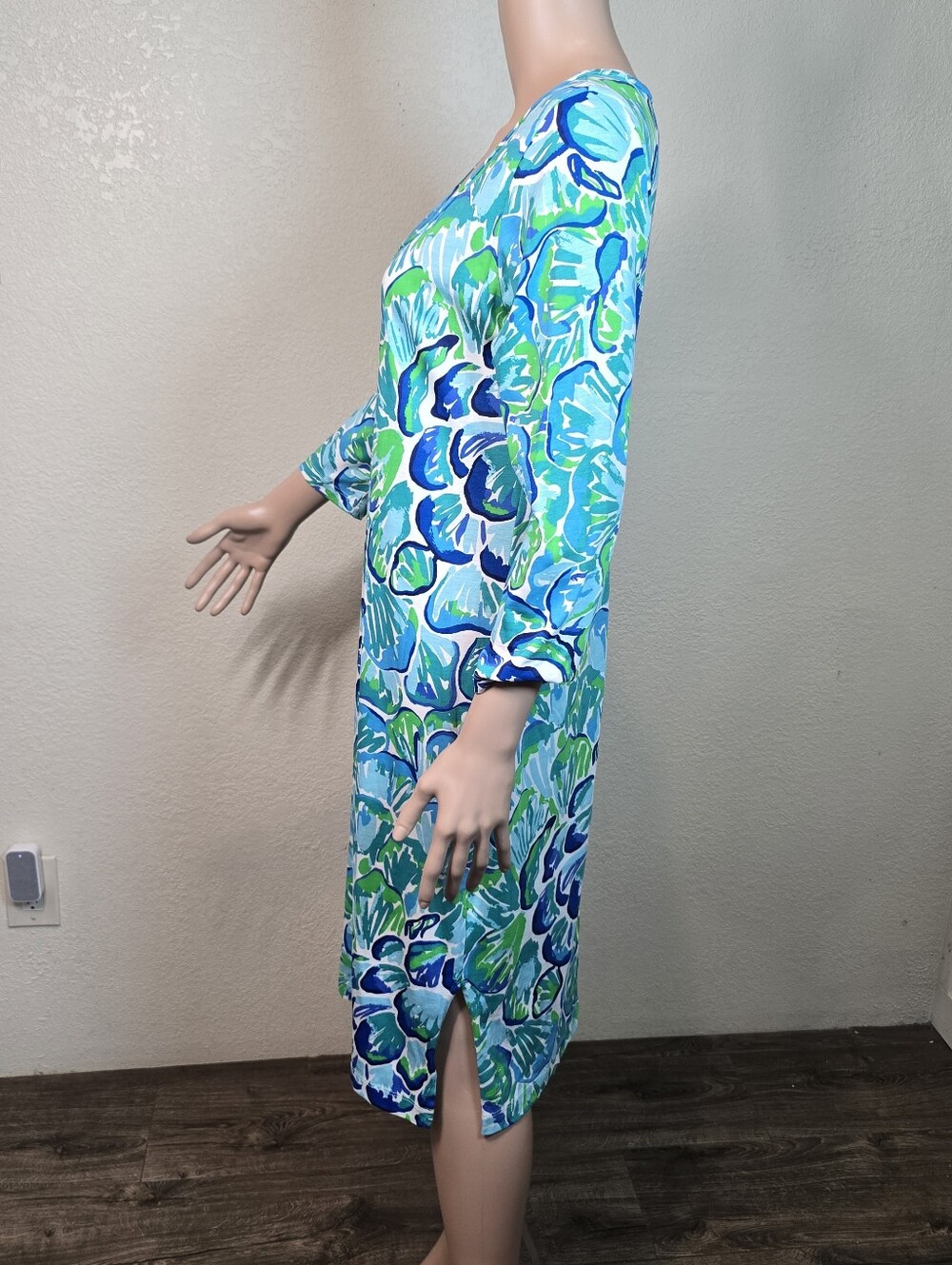 Lilly Pulitzer Women's Kenzie 3/4 Sleeve Cotton Dress Agate Green Lazy River Med - Picture 3 of 10